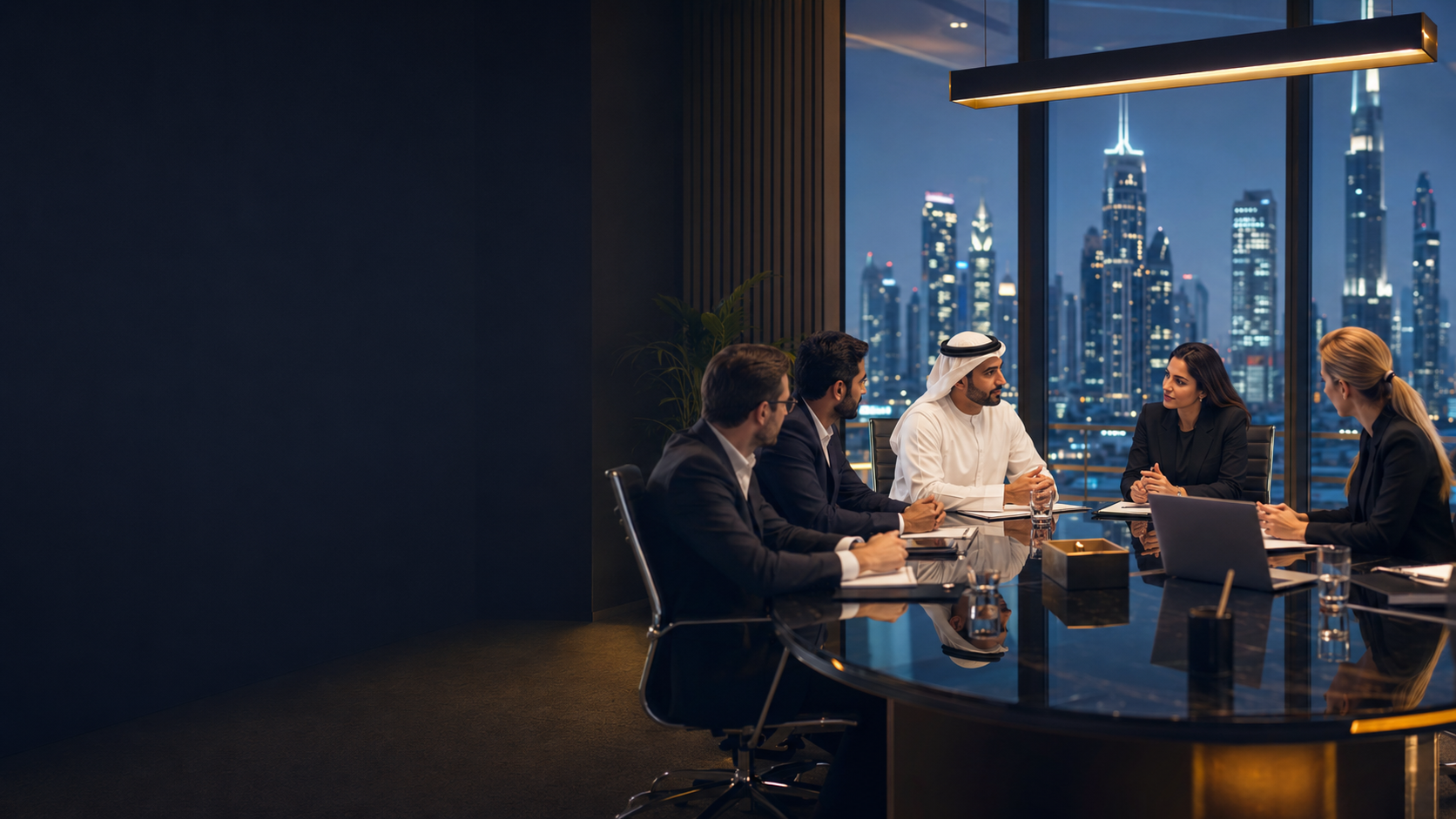 Strategic consultation in a modern UAE boardroom